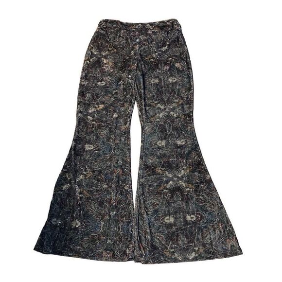 Earthbound Trading Co Size Medium High Waisted Velvet Bohemian Flare Leg Pants - Picture 1 of 5
